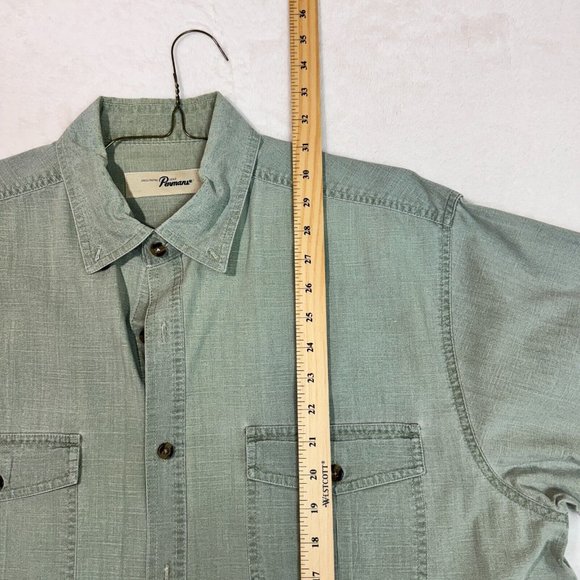 Vintage Penmans Men's L Polo Dress Shirt Light Green Button Up Short Sleeve - Picture 11 of 12